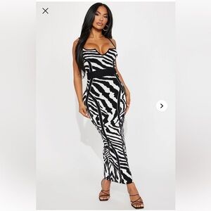 Fashion Nova Black and White Zebra Print Dress S